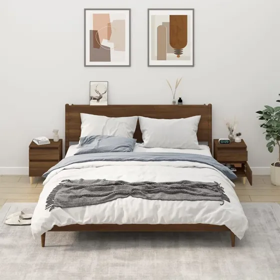 vidaXL sengeborde 2 stk. 40x35x50 cm, brun egetræsfarve