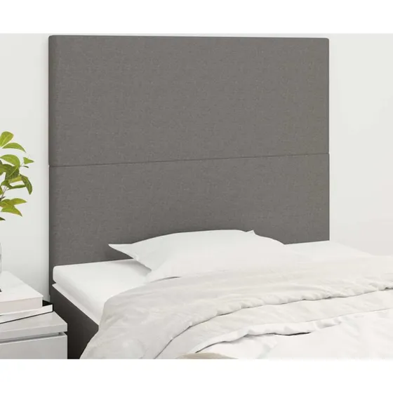 vidaXL sengegavl mørkegrå stof 80x5x118/128 cm
