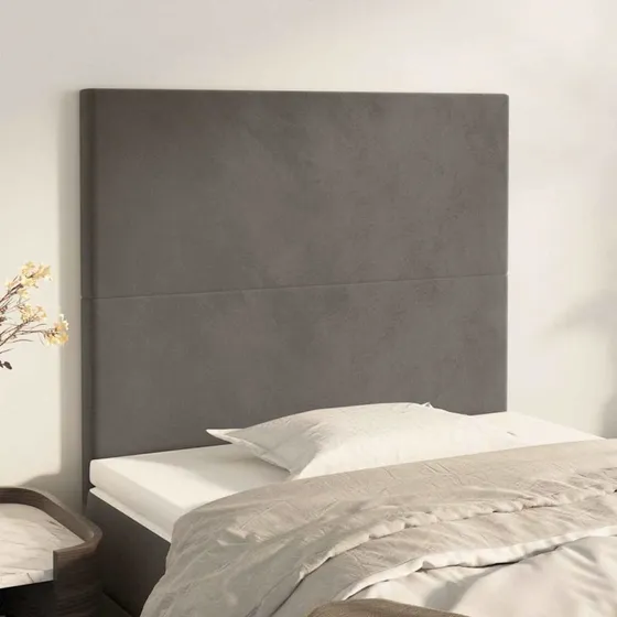 vidaXL sengegavl i fløjl mørkegrå 80x5x118/128 cm