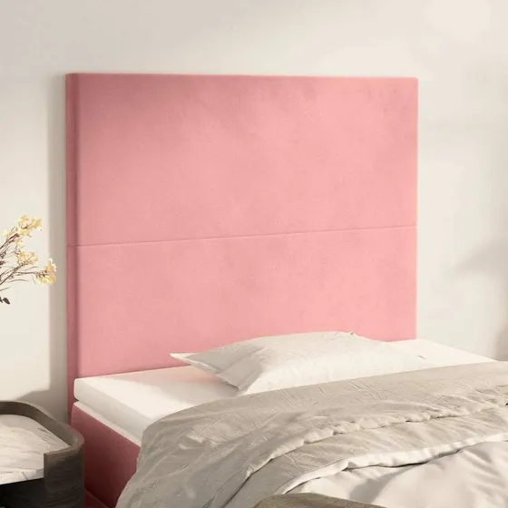 vidaXL sengegavl 80x5x118/128 cm lyserød fløjl