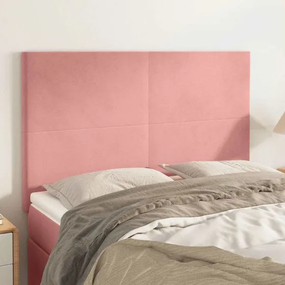 vidaXL sengegavl i lyserød fløjl 144x5x118/128 cm
