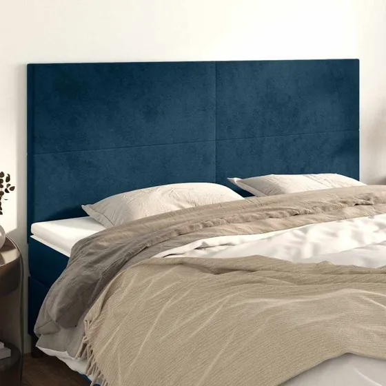 vidaXL sengegavl fløjl mørkeblå 180x5x118/128 cm