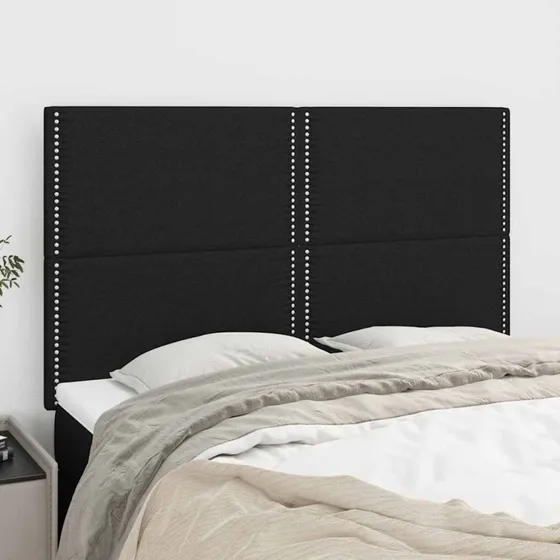 vidaXL sengegavl stof sort 144x5x118/128 cm