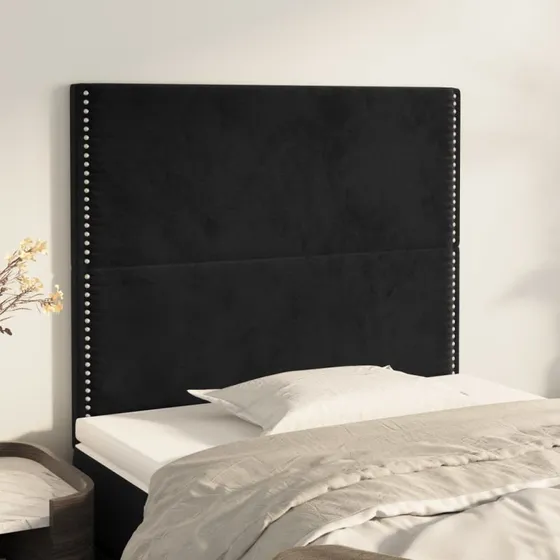 vidaXL sengegavl fløjl sort 80x5x118/128 cm