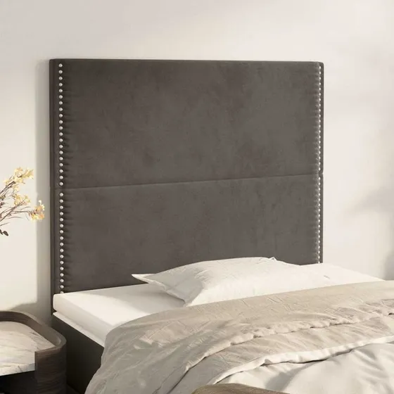 vidaXL sengegavl fløjl mørkegrå 100x5x118/128 cm