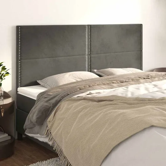 vidaXL sengegavl fløjl mørkegrå 160x5x118/128 cm