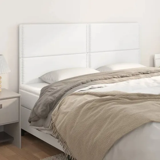 vidaXL sengegavl 200x5x118/128 cm kunstlæder hvid
