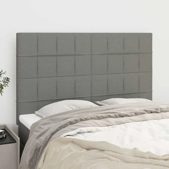 vidaXL sengegavl stof mørkegrå 144x5x118/128 cm