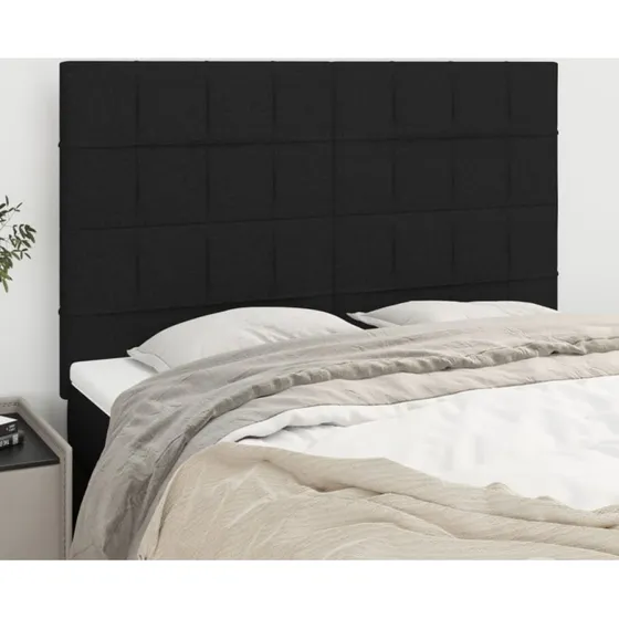 vidaXL sengegavl stof sort 144x5x118–128 cm