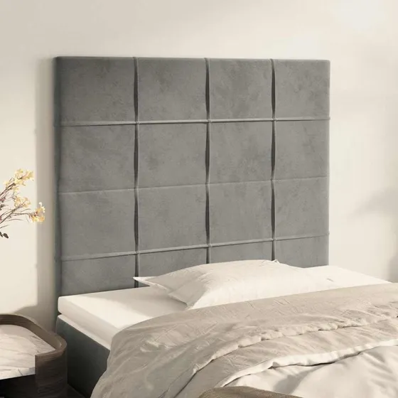 vidaXL sengegavl lysegrå fløjl 80x5x118/128 cm
