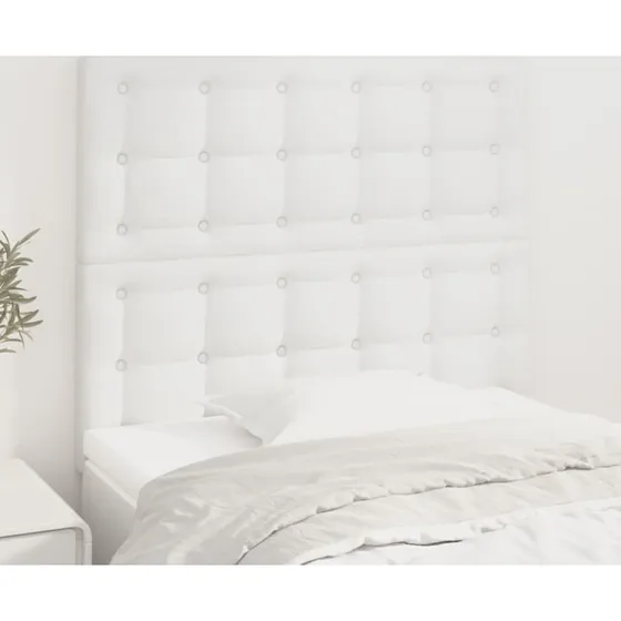 vidaXL sengegavl hvidt kunstlæder 80x5x118/128 cm
