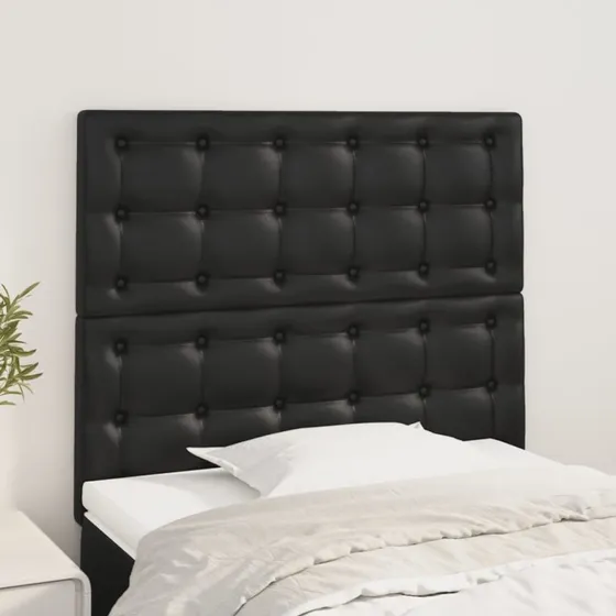 vidaXL sengegavl sort kunstlæder 100x5x118/128 cm