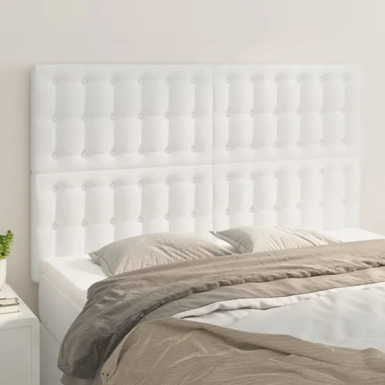 vidaXL sengegavl i kunstlæder hvid 144x5x118–128 cm