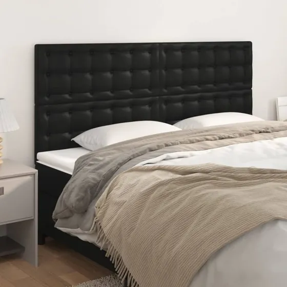 vidaXL sengegavl 160x5x118/128 cm sort kunstlæder