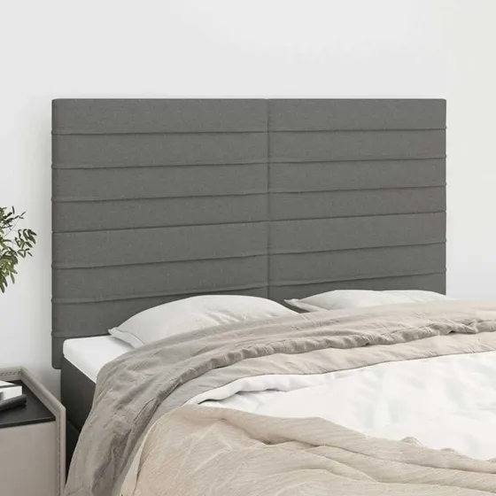 vidaXL sengegavl stof mørkegrå 144x5x118/128 cm