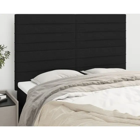vidaXL Sengegavl stof sort 144x5x118/128 cm
