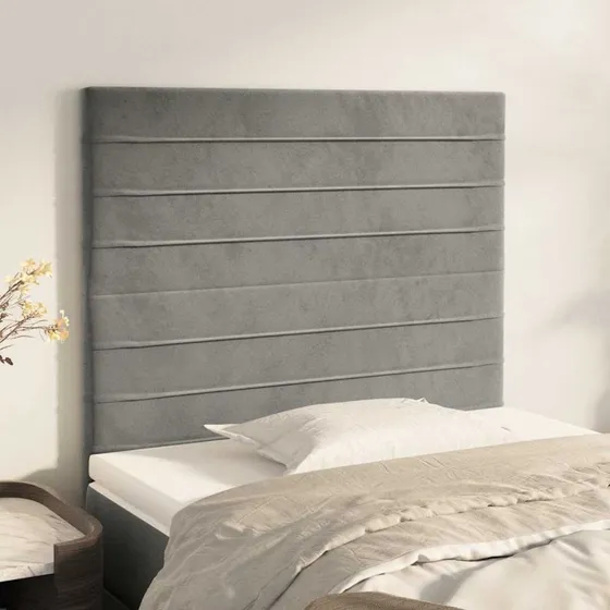 vidaXL sengegavl fløjl lysegrå 80x5x118/128 cm