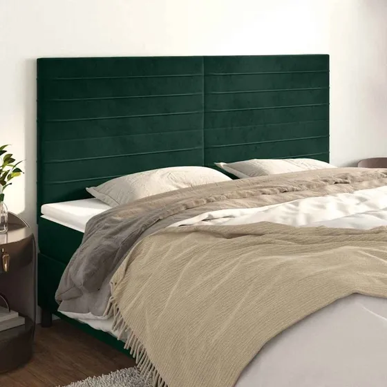 vidaXL sengegavl fløjl mørkegrøn 160x5x118/128 cm