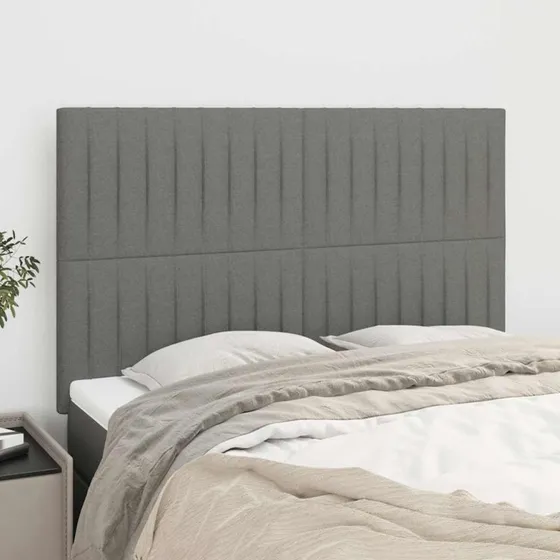 vidaXL sengegavl mørkegrå stof 144x5x118/128 cm