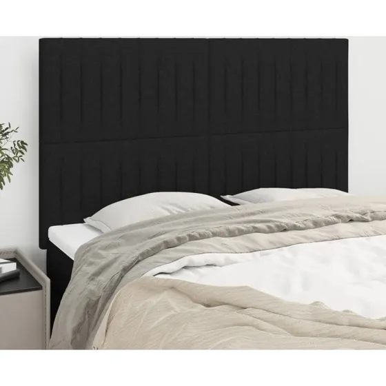 vidaXL Sengegavl stof sort 144x5x118/128 cm