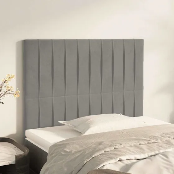 vidaXL sengegavl fløjl lysegrå 80x5x118/128 cm