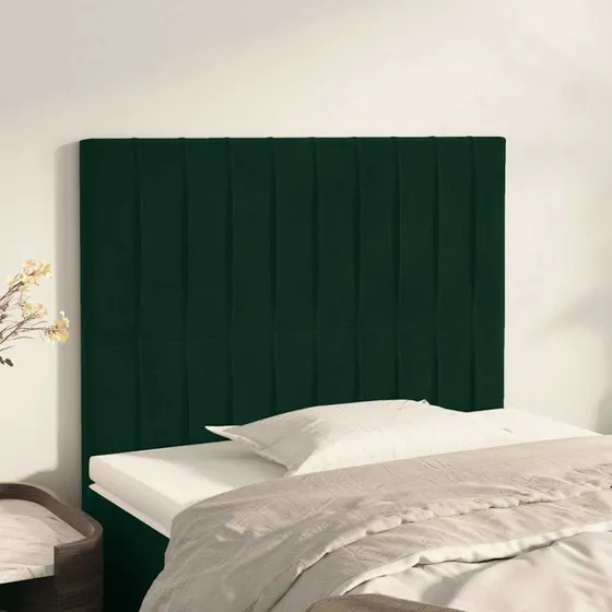 vidaXL sengegavl mørkegrøn fløjl 80x5x118/128 cm