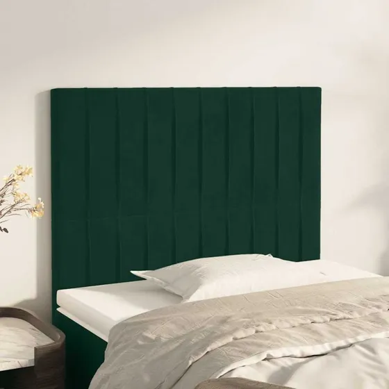 vidaXL sengegavl fløjl mørkegrøn 100x5x118/128 cm