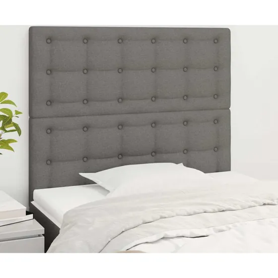 vidaXL sengegavl mørkegrå 80x5x118/128 cm stof
