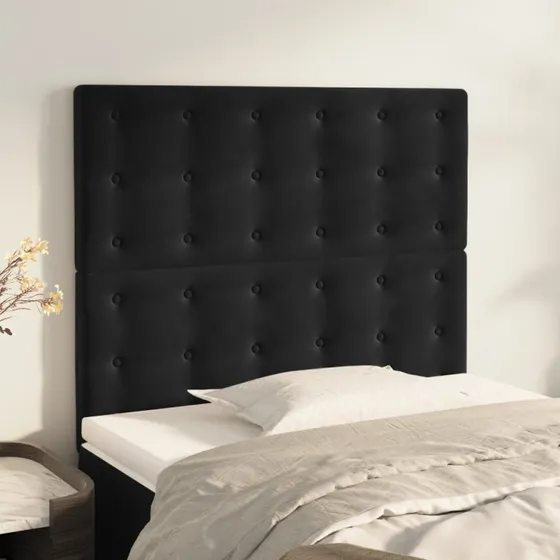vidaXL sengegavl i sort fløjl 80x5x118/128 cm