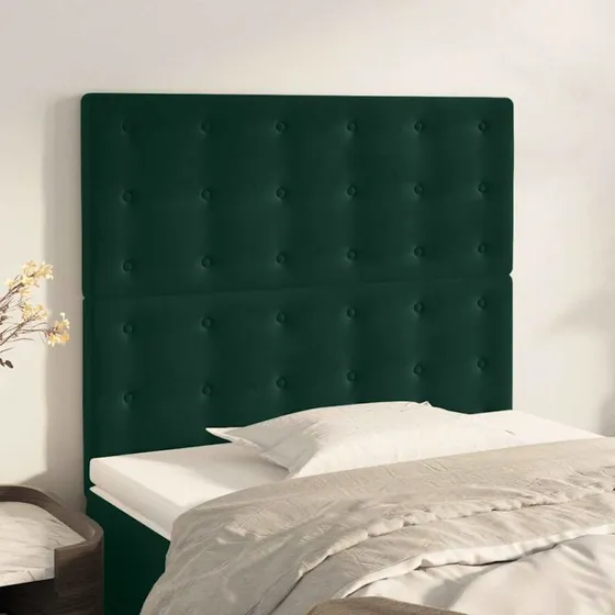 vidaXL sengegavl mørkegrøn fløjl 80x5x118/128 cm (justerbar)