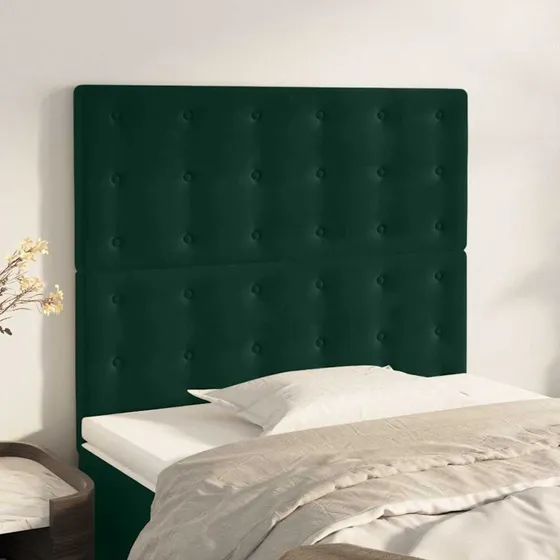 vidaXL sengegavl fløjl mørkegrøn 100x5x118/128 cm