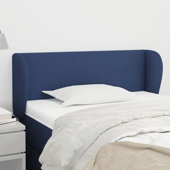 vidaXL sengegavl med kanter 93x23x78/88 cm blå stof