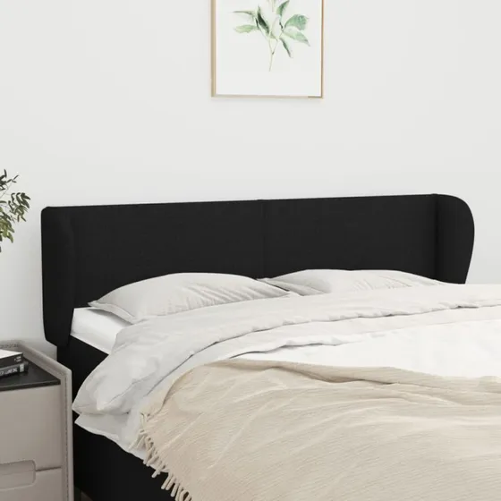 vidaXL sengegavl med kanter 147x23x78/88 cm, sort stof