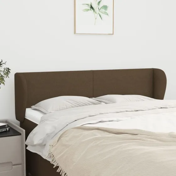 vidaXL sengegavl med kanter 147x23x78/88 cm mørkebrun stof