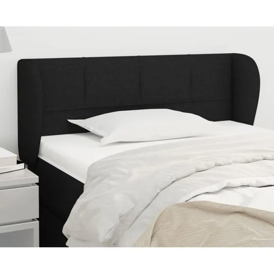 vidaXL sengegavl med kanter stof sort 83x23x78/88 cm