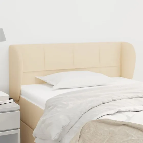vidaXL sengegavl med kanter 83x23x78/88 cm stof creme
