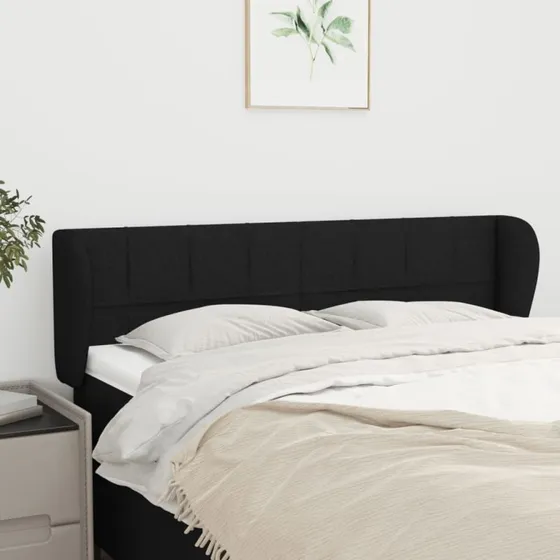 vidaXL sengegavl med kanter 147x23x78/88 cm sort stof
