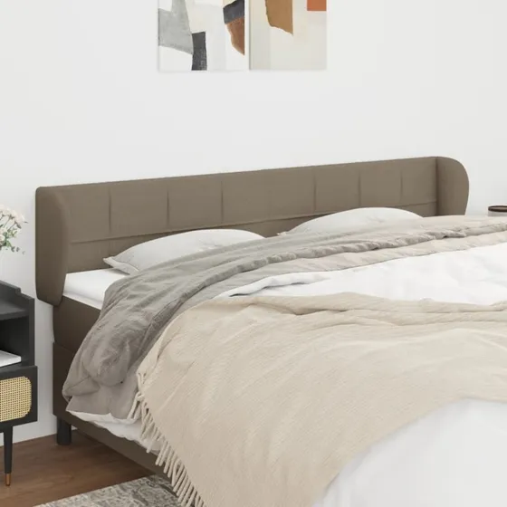 vidaXL Sengegavl med kanter 163x23x78/88 cm stof gråbrun