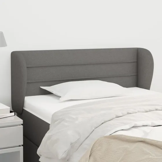 vidaXL sengegavl med kanter i stof 83x23x78/88 cm mørkegrå