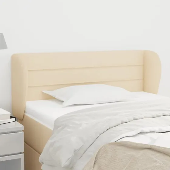 vidaXL sengegavl med kanter 103x23x78/88 cm stof creme