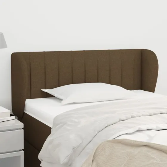 vidaXL sengegavl med kanter stof 93x23x78/88 cm mørkebrun