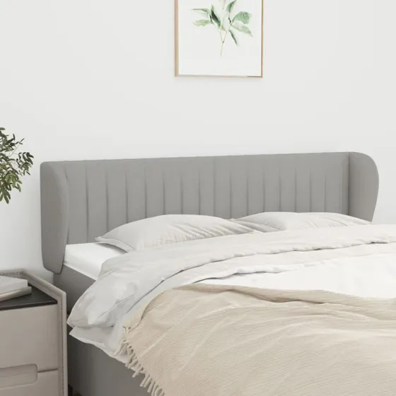 vidaXL sengegavl med kanter 147x23x78/88 cm stof lysegrå