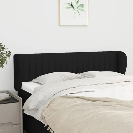 vidaXL sengegavl med kanter 147x23x78/88 cm stof sort