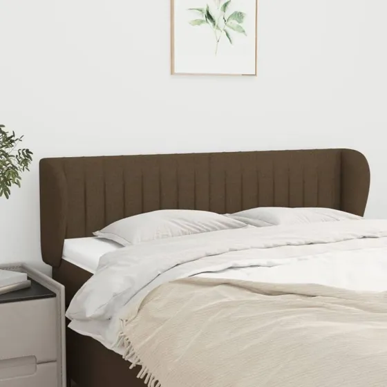 vidaXL sengegavl med kanter 147x23x78/88 cm stof mørkebrun