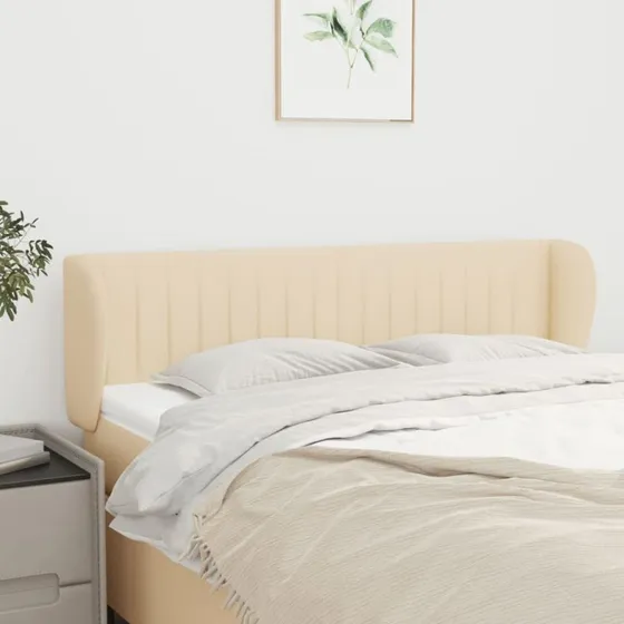 vidaXL Sengegavl med kanter 147x23x78/88 cm stof creme