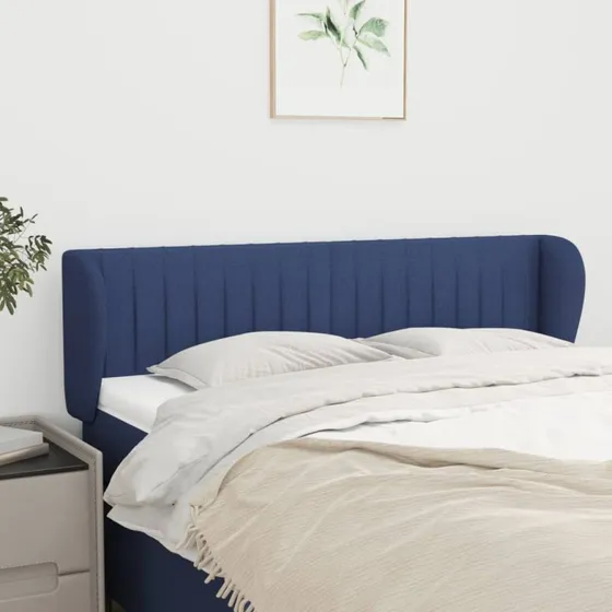 vidaXL sengegavl med kanter 147x23x78/88 cm blå stof
