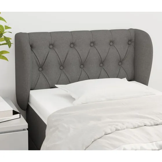 vidaXL sengegavl med kanter 83x23x78/88 cm stof mørkegrå