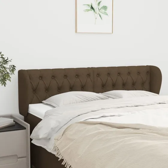 vidaXL Sengegavl med kanter 147x23x78/88 cm stof mørkebrun