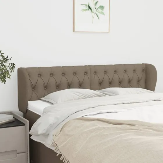 vidaXL sengegavl med kanter 163x23x78/88 cm stof gråbrun