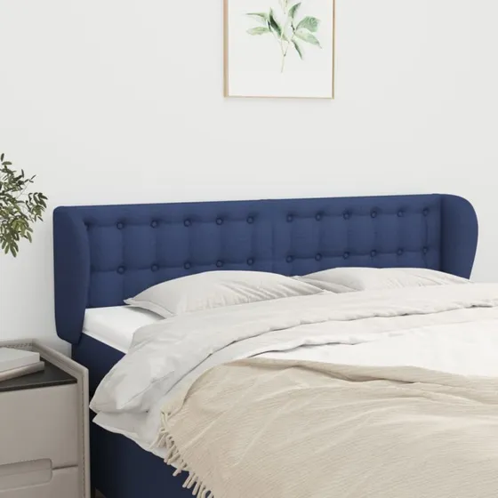 vidaXL sengegavl med kanter 147x23x78/88 cm stof blå